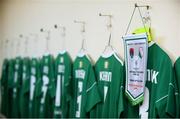10 July 2018; A general view of jerseys hanging in the dressing room prior to the UEFA Champions League 1st Qualifying Round First Leg between Cork City and Legia Warsaw at Turner's Cross in Cork. Photo by Eóin Noonan/Sportsfile
