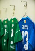 10 July 2018; The jersey assigned to Peter Cherrie of Cork City hangs in the dressing room prior to the UEFA Champions League 1st Qualifying Round First Leg between Cork City and Legia Warsaw at Turner's Cross in Cork. Photo by Eóin Noonan/Sportsfile