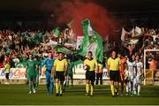 10 July 2018; Both teams make their way out to the pitch prior to the UEFA Champions League 1st Qualifying Round First Leg between Cork City and Legia Warsaw at Turner's Cross in Cork. Photo by Eóin Noonan/Sportsfile