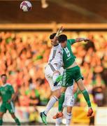 10 July 2018; Graham Cummins of Cork City in action against Inaki Astiz of Legia Warsaw during the UEFA Champions League 1st Qualifying Round First Leg between Cork City and Legia Warsaw at Turner's Cross in Cork. Photo by Eóin Noonan/Sportsfile