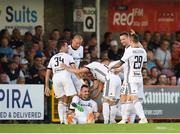 10 July 2018; Michal Kucharczyk of Legia Warsaw celebrates with team-mates after scoring his side's first goal during the UEFA Champions League 1st Qualifying Round First Leg between Cork City and Legia Warsaw at Turner's Cross in Cork. Photo by Eóin Noonan/Sportsfile