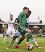 10 July 2018; Kieran Sadlier of Cork City in action against William Remy of Legia Warsaw during the UEFA Champions League 1st Qualifying Round First Leg between Cork City and Legia Warsaw at Turner's Cross in Cork. Photo by Eóin Noonan/Sportsfile