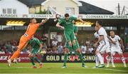 10 July 2018; Garry Buckley of Cork City in action against Arkadiusz Malarz of Legia Warsaw during the UEFA Champions League 1st Qualifying Round First Leg between Cork City and Legia Warsaw at Turner's Cross in Cork. Photo by Eóin Noonan/Sportsfile