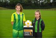 11 July 2018; Bronagh Gallagher of Donegal Women's League, left, and Rachel McGrath of Peamount FC during a Continental Tyres Under 17 Women's National League launch at the FAI HQ in Abbotstown, Dublin. Photo by Piaras Ó Mídheach/Sportsfile