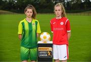 11 July 2018; Bronagh Gallagher of Donegal Women's League, left, and Aife Haran of Sligo Rovers WFC during a Continental Tyres Under 17 Women's National League launch at the FAI HQ in Abbotstown, Dublin. Photo by Piaras Ó Mídheach/Sportsfile