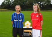 11 July 2018; Chloe Darby of Athlone Town, left, and Aife Haran of Sligo Rovers WFC during a Continental Tyres Under 17 Women's National League launch at the FAI HQ in Abbotstown, Dublin. Photo by Piaras Ó Mídheach/Sportsfile
