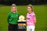 11 July 2018; Laura Shankland of Greystones United AFC, left, and Niamhie Taylor Hughes of Wexford Youths FC during a Continental Tyres Under 17 Women's National League launch at the FAI HQ in Abbotstown, Dublin. Photo by Piaras Ó Mídheach/Sportsfile