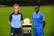 11 July 2018; Nadine Clare of Waves FC, left, and Amidat Karimu of Limerick FC during a Continental Tyres Under 17 Women's National League launch at the FAI HQ in Abbotstown, Dublin. Photo by Piaras Ó Mídheach/Sportsfile