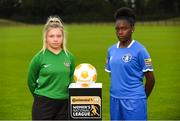 11 July 2018; Laura Shankland of Greystones United AFC, left, and Amidat Karimu of Limerick FC during a Continental Tyres Under 17 Women's National League launch at the FAI HQ in Abbotstown, Dublin. Photo by Piaras Ó Mídheach/Sportsfile