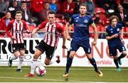 12 July 2018; Aaron McEneff of Derry City in action against Galovic Nino of Dinamo Minsk during the UEFA Europa League 1st Qualifying Round First Leg match between Derry City and Dinamo Minsk at Brandywell Stadium in Derry. Photo by Oliver McVeigh/Sportsfile