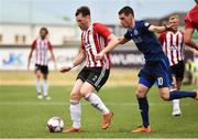12 July 2018; Conor McDermott of Derry City in action against Uros Nikolic of Dinamo Minsk during the UEFA Europa League 1st Qualifying Round First Leg match between Derry City and Dinamo Minsk at Brandywell Stadium in Derry. Photo by Oliver McVeigh/Sportsfile