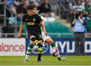 12 July 2018; Tarik Elyounoussi of AIK in action against Sam Bone of Shamrock Rovers during the UEFA Europa League 1st Qualifying Round First Leg match between Shamrock Rovers and AIK at Tallaght Stadium, Dublin. Photo by Brendan Moran/Sportsfile