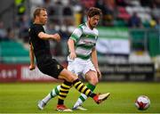 12 July 2018; Per Karlsson of AIK in action against Sam Bone of Shamrock Rovers during the UEFA Europa League 1st Qualifying Round First Leg match between Shamrock Rovers and AIK at Tallaght Stadium, Dublin. Photo by Brendan Moran/Sportsfile