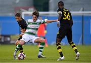 12 July 2018; Sam Bone of Shamrock Rovers in action against Kristoffer Olsson of AIK during the UEFA Europa League 1st Qualifying Round First Leg match between Shamrock Rovers and AIK at Tallaght Stadium, Dublin. Photo by Brendan Moran/Sportsfile