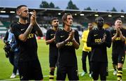 12 July 2018; AIk players, from left, Alexander Miloševic, Kristoffer Olsson and Enoch Kofi Adu applaud supporters after the UEFA Europa League 1st Qualifying Round First Leg match between Shamrock Rovers and AIK at Tallaght Stadium, Dublin. Photo by Brendan Moran/Sportsfile