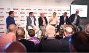 12 July 2018; Panellists, from left, Sky Sports reporter Damian Lawlor, Sky Sports analyst Senan Connell, Sky Sports analyst Peter Canavan, Sky Sports mentor Cora Staunton, Sky Sports analyst James Horan, and Irish Independent GAA Correspondent Colm Keys at the Sky Sports GAA Football Roadshow at Kilmacud Crokes, Dublin. Ahead of its coverage of the Super 8’s, the Sky Sports team of expert analysts visited Kilmacud for a special preview night before the opening round of fixtures. Entering into the fifth year of its partnership with the GAA, Sky Sports is extending its support beyond the screen, visiting clubs with its GAA Roadshow series while also supporting the GAA Super Games Centres, as part of a €3million investment in grassroots initiatives over five years. Photo by Piaras Ó Mídheach/Sportsfile