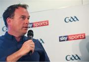 12 July 2018; Sky Sports reporter Damian Lawlor speaking at the Sky Sports GAA Football Roadshow at Kilmacud Crokes, Dublin. Ahead of its coverage of the Super 8’s, the Sky Sports team of expert analysts visited Kilmacud for a special preview night before the opening round of fixtures. Entering into the fifth year of its partnership with the GAA, Sky Sports is extending its support beyond the screen, visiting clubs with its GAA Roadshow series while also supporting the GAA Super Games Centres, as part of a €3million investment in grassroots initiatives over five years. Photo by Piaras Ó Mídheach/Sportsfile