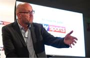 12 July 2018; Irish Independent GAA Correspondent Colm Keys speaking at the Sky Sports GAA Football Roadshow at Kilmacud Crokes, Dublin. Ahead of its coverage of the Super 8’s, the Sky Sports team of expert analysts visited Kilmacud for a special preview night before the opening round of fixtures. Entering into the fifth year of its partnership with the GAA, Sky Sports is extending its support beyond the screen, visiting clubs with its GAA Roadshow series while also supporting the GAA Super Games Centres, as part of a €3million investment in grassroots initiatives over five years. Photo by Piaras Ó Mídheach/Sportsfile