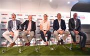 12 July 2018; Panellists, from left, Sky Sports analyst Senan Connell, Sky Sports analyst Peter Canavan, Sky Sports mentor Cora Staunton, Sky Sports analyst James Horan, and Irish Independent GAA Correspondent Colm Keys at the Sky Sports GAA Football Roadshow at Kilmacud Crokes, Dublin. Ahead of its coverage of the Super 8’s, the Sky Sports team of expert analysts visited Kilmacud for a special preview night before the opening round of fixtures. Entering into the fifth year of its partnership with the GAA, Sky Sports is extending its support beyond the screen, visiting clubs with its GAA Roadshow series while also supporting the GAA Super Games Centres, as part of a €3million investment in grassroots initiatives over five years. Photo by Piaras Ó Mídheach/Sportsfile