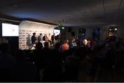 12 July 2018; Panellists, from left, Sky Sports reporter Damian Lawlor, Sky Sports analyst Senan Connell, Sky Sports analyst Peter Canavan, Sky Sports mentor Cora Staunton, Sky Sports analyst James Horan, and Irish Independent GAA Correspondent Colm Keys at the Sky Sports GAA Football Roadshow at Kilmacud Crokes, Dublin. Ahead of its coverage of the Super 8’s, the Sky Sports team of expert analysts visited Kilmacud for a special preview night before the opening round of fixtures. Entering into the fifth year of its partnership with the GAA, Sky Sports is extending its support beyond the screen, visiting clubs with its GAA Roadshow series while also supporting the GAA Super Games Centres, as part of a €3million investment in grassroots initiatives over five years. Photo by Piaras Ó Mídheach/Sportsfile