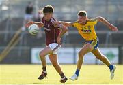 13 July 2018; Paul Kelly of Galway in action against Shane Cunnane of Roscommon during the Electric Ireland Connacht GAA Minor Championship Final match between Roscommon and Galway at Dr Hyde Park in Roscommon. Photo by Matt Browne/Sportsfile