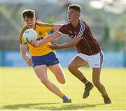 13 July 2018; Aidan Halloran of Galway in action against Darragh Murray of Roscommon during the Electric Ireland Connacht GAA Minor Championship Final match between Roscommon and Galway at Dr Hyde Park in Roscommon. Photo by Matt Browne/Sportsfile
