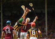 8 July 2018; Conor Cooney of Galway, 14, and Cillian Buckley of Kilkenny, 6, look on as their team-mates Paddy Deegan of Kilkenny and Joe Canning of Galway both fail to catch the sliothar during the Leinster GAA Hurling Senior Championship Final Replay match between Kilkenny and Galway at Semple Stadium in Thurles, Co Tipperary. Photo by Ray McManus/Sportsfile