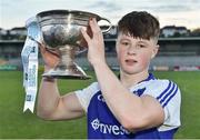 13 July 2018; Monaghan captain Brendan Óg O Dufaigh with the cup following the Electric Ireland Ulster GAA Football Minor Championship Final match between Derry and Monaghan at the Athletic Grounds in Armagh. Photo by Oliver McVeigh/Sportsfile