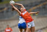 14 July 2018; Clodagh McCambridge of Armagh in action against Ciara McAnespie of Monaghan during the TG4 All-Ireland Ladies Football Senior Championship Group 2 Round 1 match between Armagh and Monaghan at St Tiernach's Park, in Clones, Monaghan. Photo by Oliver McVeigh/Sportsfile