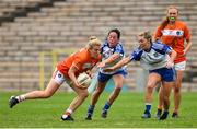 14 July 2018; Kelly Mallon of Armagh in action against Rachel McKenna, second from left, and Aoife McAnespie of Monaghan during the TG4 All-Ireland Ladies Football Senior Championship Group 2 Round 1 match between Armagh and Monaghan at St Tiernach's Park, in Clones, Monaghan. Photo by Oliver McVeigh/Sportsfile