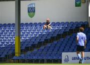 14 July 2018; A supporter watches on during the SSE Airticity National U19 League match between UCD and Bray Wanderers at UCD Bowl, in Belfield, Dublin. Photo by David Fitzgerald/Sportsfile