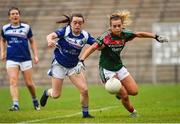 14 July 2018; Emma Lowther of Mayo in action against Sinead Greene of Cavan during the TG4 All-Ireland Ladies Football Senior Championship Group 4 Round 1 match between Cavan and Mayo at St Tiernach's Park, in Clones, Monaghan. Photo by Oliver McVeigh/Sportsfile