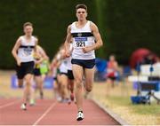 14 July 2018; Louis O'Loughlin of Donore Harriers A.C. Co Dublin on his way to winning the Boys 800m during the Irish Life Health National T&F Juvenile Day one at Tullamore Harriers Stadium, in Tullamore, Co. Offaly. Photo by Matt Browne/Sportsfile