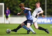 14 July 2018; John O'Keane of UCD in action against Jake Byrne of Bray Wanderers during the SSE Airticity National U19 League match between UCD and Bray Wanderers at UCD Bowl, in Belfield, Dublin. Photo by David Fitzgerald/Sportsfile