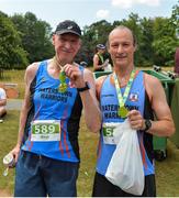 14 July 2018; Damien Smith, left, and John Mulvaney, both of Waterstown Warriors AC following the Irish Runner 10 Mile at Phoenix Park in Dublin. Photo by Eoin Smith/Sportsfile