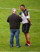 14 July 2018; Mayo manager Peter Leahy being interviewed after the TG4 All-Ireland Ladies Football Senior Championship Group 4 Round 1 match between Cavan and Mayo at St Tiernach's Park, in Clones, Monaghan. Photo by Oliver McVeigh/Sportsfile