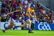 14 July 2018; David McInerney of Clare in action against Conor McDonald of Wexford during the GAA Hurling All-Ireland Senior Championship Quarter-Final match between Clare and Wexford at Páirc Ui Chaoimh in Cork. Photo by Brendan Moran/Sportsfile
