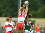 14 July 2018; Dara Rafferty of Derry in action against Evan O'Brien of Mayo during the EirGrid GAA Football All-Ireland U20 Championship Semi-Final match between Mayo and Derry at Páirc Seán Mac Diarmada, in Carrick-on-Shannon. Photo by Piaras Ó Mídheach/Sportsfile