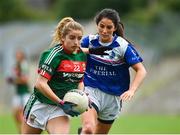 14 July 2018; Saoirse Ludden of Mayo in action against Rachel Doonan of Cavan during the TG4 All-Ireland Ladies Football Senior Championship Group 4 Round 1 match between Cavan and Mayo at St Tiernach's Park, in Clones, Monaghan. Photo by Oliver McVeigh/Sportsfile