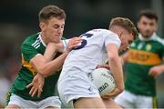14 July 2018; Paddy Woodgate of Kildare in action against Michael Reidy of Kerry during the EirGrid GAA Football All-Ireland U20 Championship Semi-Final match between Kildare and Kerry at the Gaelic Grounds, Limerick. Photo by Ray Ryan/Sportsfile