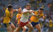 14 July 2018; Niall Sludden of Tyrone in action against Tadhg O'Rourke, right, Conor Devaney and Ciarain Murtagh of Roscommon , left, during the GAA Football All-Ireland Senior Championship Quarter-Final Group 2 Phase 1 match between Tyrone and Roscommon at Croke Park in Dublin. Photo by Ray McManus/Sportsfile