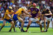 14 July 2018; Lee Chin, centre, and Liam Óg McGovern of Wexford in action against Seadna Morey, left, and Patrick O'Connor of Clare during the GAA Hurling All-Ireland Senior Championship Quarter-Final match between Clare and Wexford at Páirc Ui Chaoimh in Cork. Photo by Brendan Moran/Sportsfile