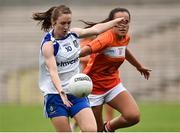 14 July 2018; Rosemary Courtney of Monaghan in action against Megan Sheridan of Armagh during the TG4 All-Ireland Ladies Football Senior Championship Group 2 Round 1 match between Armagh and Monaghan at St Tiernach's Park, in Clones, Monaghan. Photo by Oliver McVeigh/Sportsfile