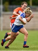 14 July 2018; Ciara McAnespie of Monaghan in action against Clodagh McCambridge of Armagh during the TG4 All-Ireland Ladies Football Senior Championship Group 2 Round 1 match between Armagh and Monaghan at St Tiernach's Park, in Clones, Monaghan. Photo by Oliver McVeigh/Sportsfile