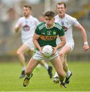 14 July 2018; Donal O'Sullivan of Kerry in action against Jack Bambrick of Kildare during the EirGrid GAA Football All-Ireland U20 Championship Semi-Final match between Kildare and Kerry at the Gaelic Grounds, Limerick. Photo by Ray Ryan/Sportsfile