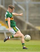 14 July 2018; Doanl O'Sullivan of Kerry shoots to score his side's first goal during the EirGrid GAA Football All-Ireland U20 Championship Semi-Final match between Kildare and Kerry at the Gaelic Grounds, Limerick. Photo by Ray Ryan/Sportsfile