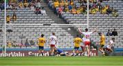 14 July 2018; Conor Myler of Tyrone, extreme right, turns to celebrate after scoring the game's third goal in the 50th minute, only to be substituted seconds later during the GAA Football All-Ireland Senior Championship Quarter-Final Group 2 Phase 1 match between Tyrone and Roscommon at Croke Park in Dublin. Photo by Ray McManus/Sportsfile