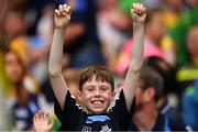 14 July 2018; A Dublin supporter celebrates a score during the GAA Football All-Ireland Senior Championship Quarter-Final Group 2 Phase 1 match between Dublin and Donegal at Croke Park, in Dublin. Photo by David Fitzgerald/Sportsfile