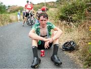 14 July 2018; Conor Gallagher of Ireland National Team, recovers after the finish of the Eurocycles Eurobaby Junior Tour of Ireland 2018 - Stage Five, Ennis to Gallows Hill. Photo by Stephen McMahon/Sportsfile