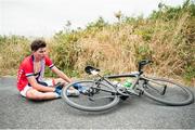 14 July 2018; Alex Aikens of USA Cycling West, recovers after the finish of the Eurocycles Eurobaby Junior Tour of Ireland 2018 - Stage Five, Ennis to Gallows Hill. Photo by Stephen McMahon/Sportsfile